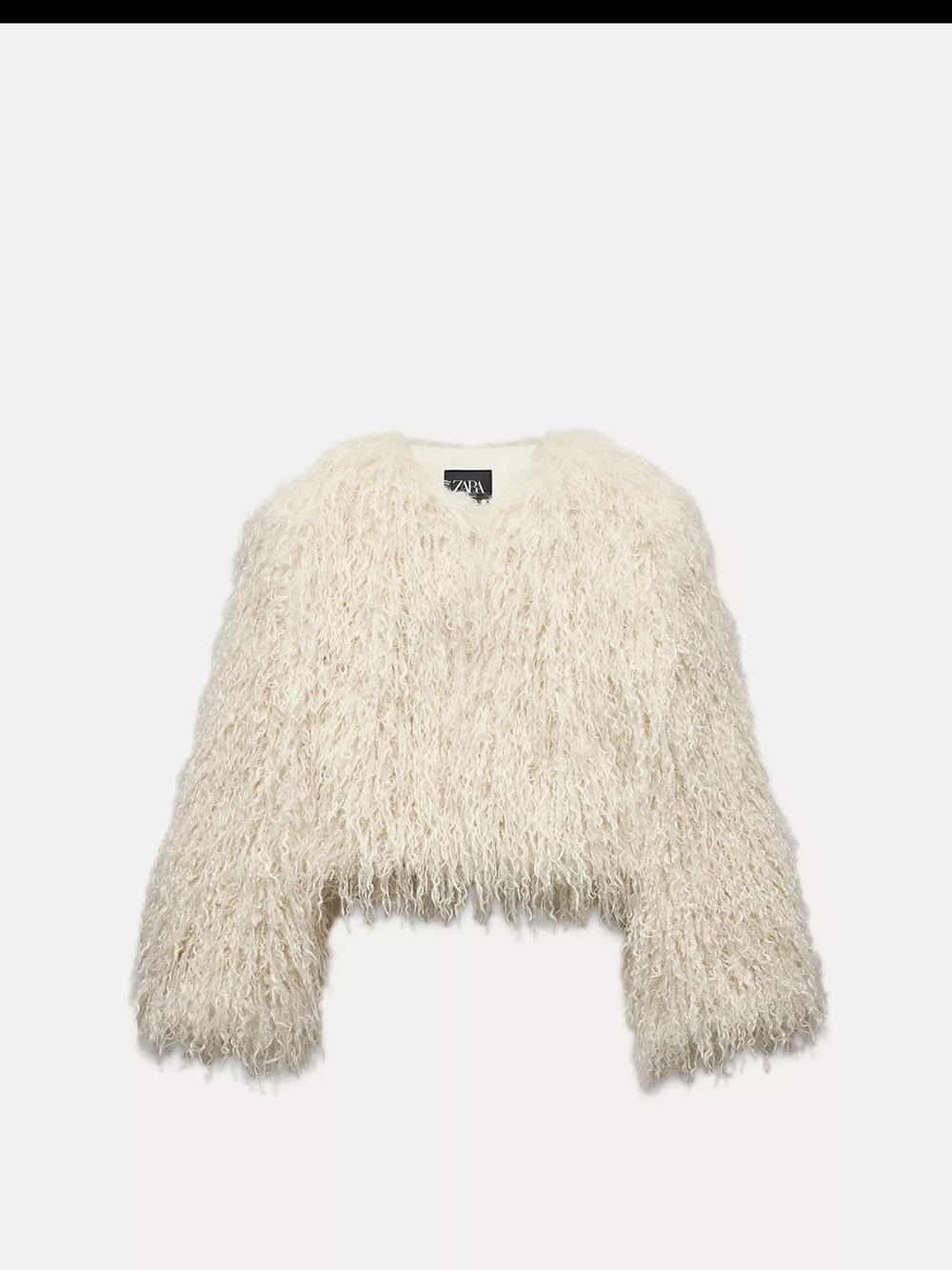Zara Faux Fur Shaggy Jacket Cream Size S